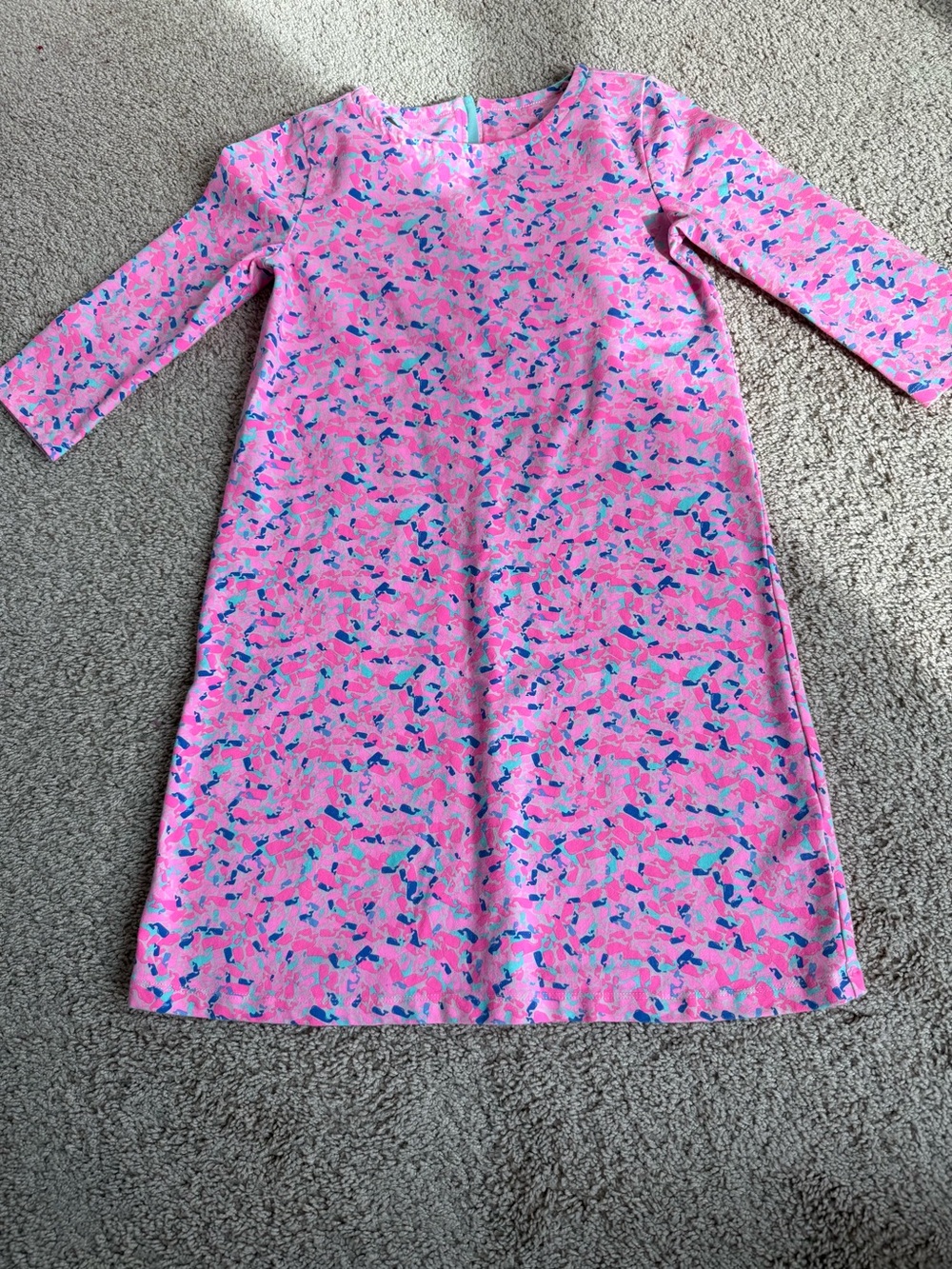 Vineyard Vines Girls Pink Whale Print 3/4-Sleeve Shift Dress | Size L (14)